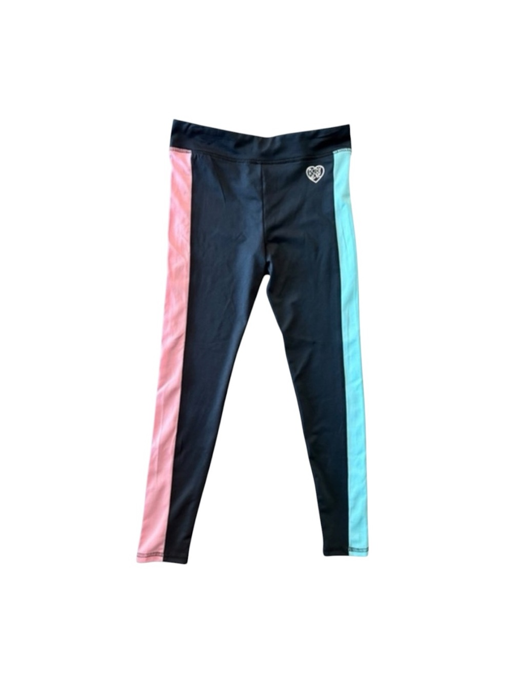Body Glove Girls Athletic Leggings Size 8 Black Pink Blue Colorblock